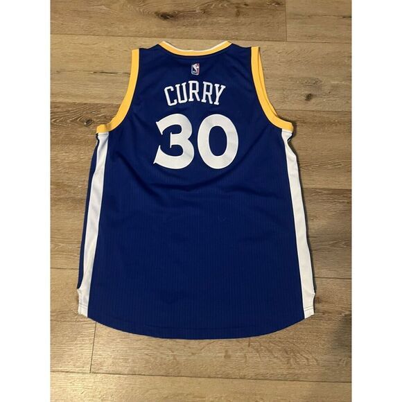 Adidas Mens Golden State Warriors Steph Curry Blue Swingman Jersey Sz Large - Picture 2 of 4
